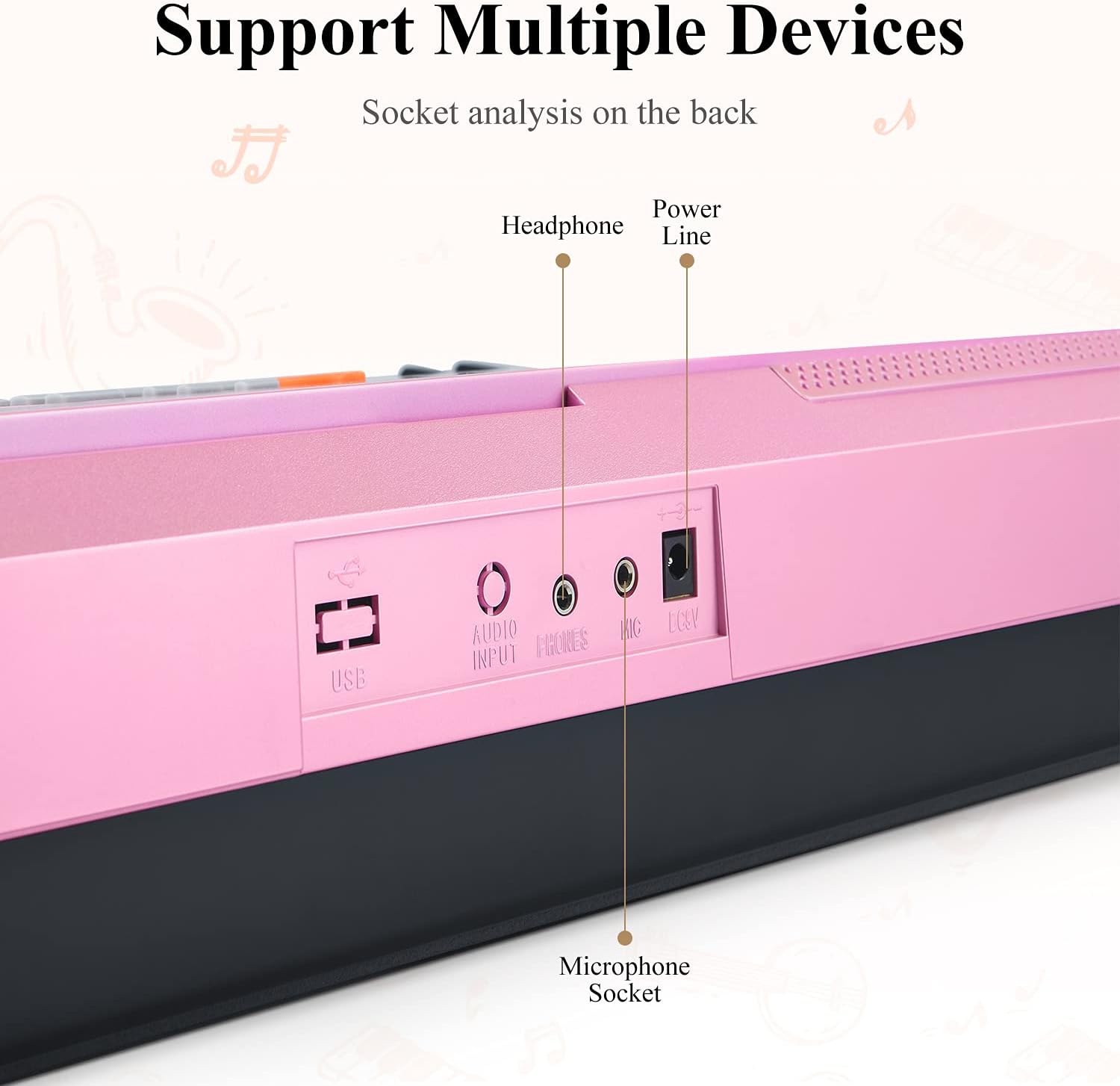 Eastar Electronic Keyboard Piano Kit 61 Key for Beginner, Children Digital E Piano with Stand, Bench, Music Stand and Microphone, Pink, Musical Instrument Birthday Gifts for Kids Girls Daughter