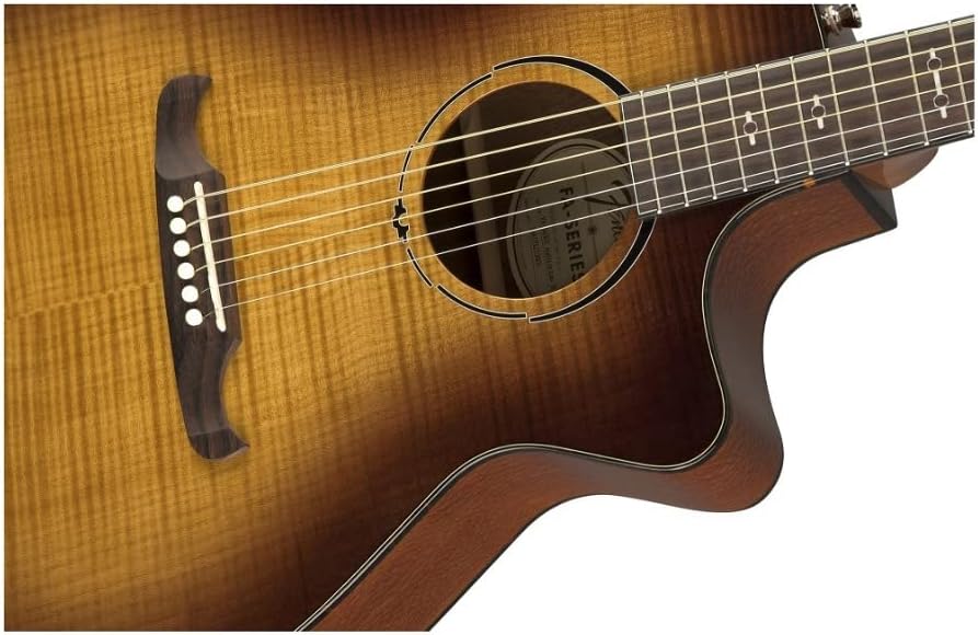 Fender FA-345CE Auditorium Cutaway Acoustic Guitar, with 2-Year Warranty, 3-Color Tea Burst