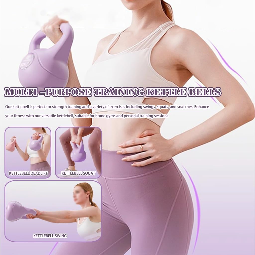 Kettle Bells Weight Home Fitness Kettlebell for Women, Gym Body Shaping Dumbbell, Strength Training Equipment, Does Not Damage The Floor(Purple-10lb)