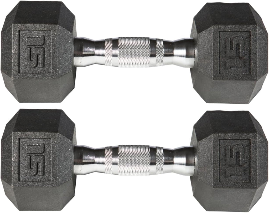 PVC Hex Dumbbell with Chrome Ergonomic Handle – Durable Noise-Reducing PVC Coated Dumbbells Weights for Strength Training, Bodybuilding, Lifting Home Gym – 5 lbs to 50 lbs Pack 1, 2 & 4