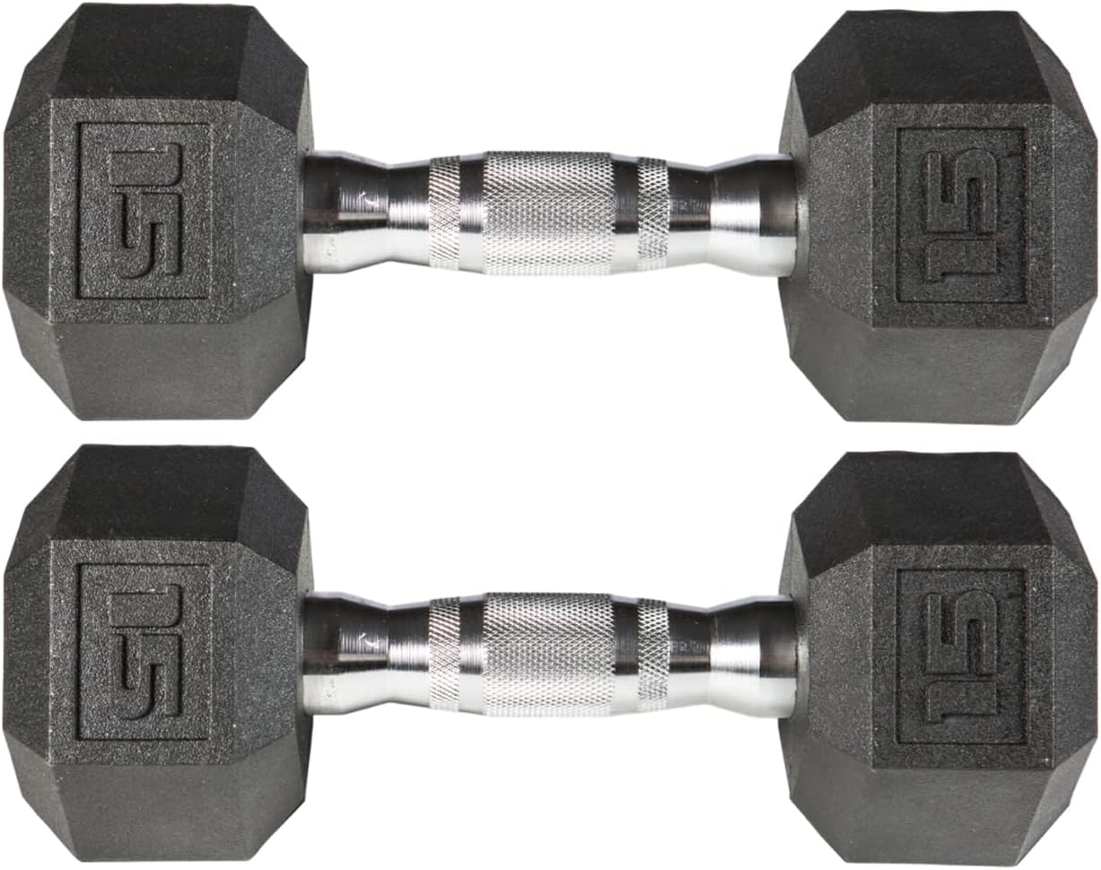 PVC Hex Dumbbell with Chrome Ergonomic Handle – Durable Noise-Reducing PVC Coated Dumbbells Weights for Strength Training, Bodybuilding, Lifting Home Gym – 5 lbs to 50 lbs Pack 1, 2 & 4