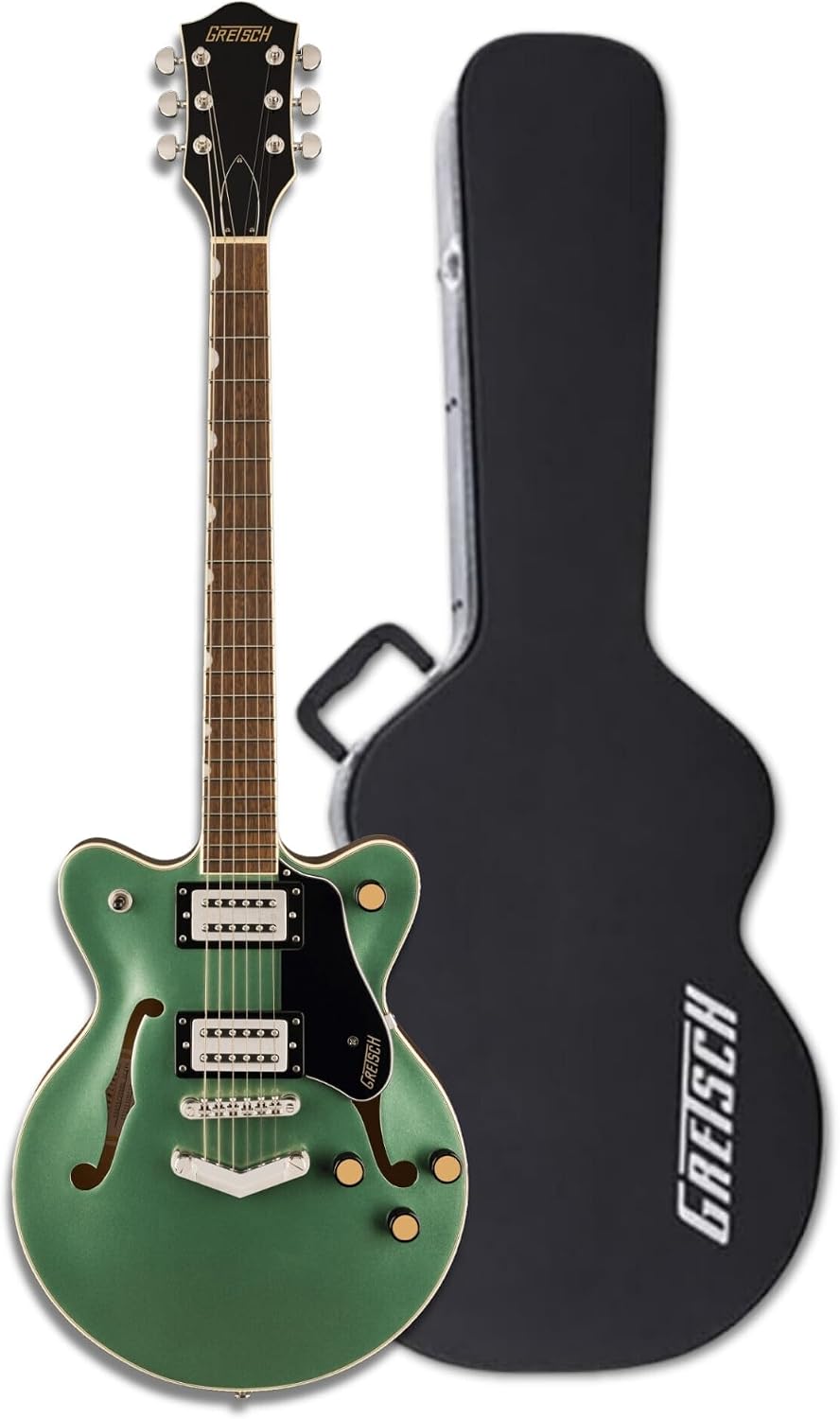 Gretsch G2655 Streamliner Center Block Jr. Electric Guitar with Maple Body (Steel Olive) Bundle