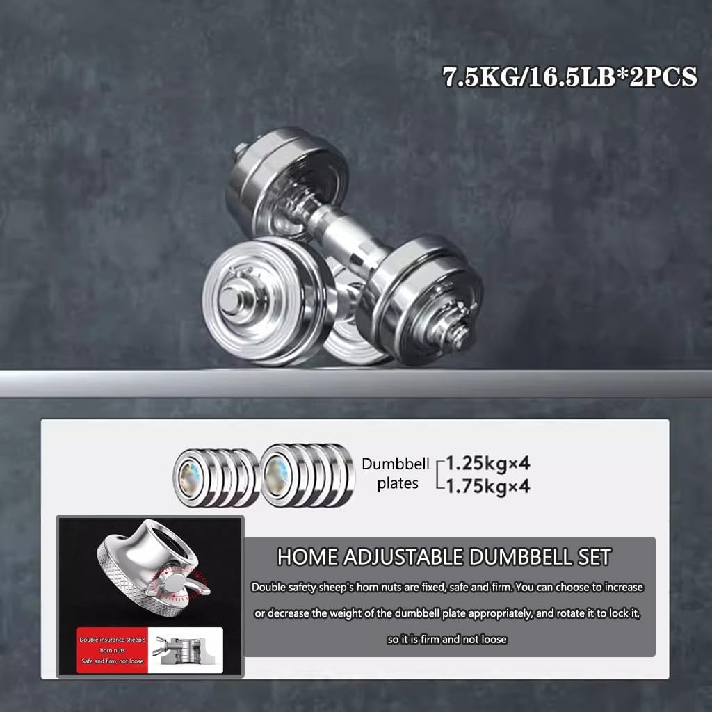 Dumbbell Set Men's Home Fitness Adjustable Weight, Gym Solid Steel Barbell, Abdominal Muscle Training Equipment