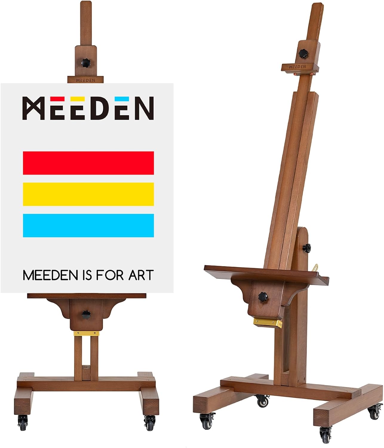 MEEDEN Extra Large Painting Easel: Solid Beech Wood Artist Studio Easel - Professional Art Easel Stand for Adults - Adjustable Movable Tilting Easels for Canvas up to 71'