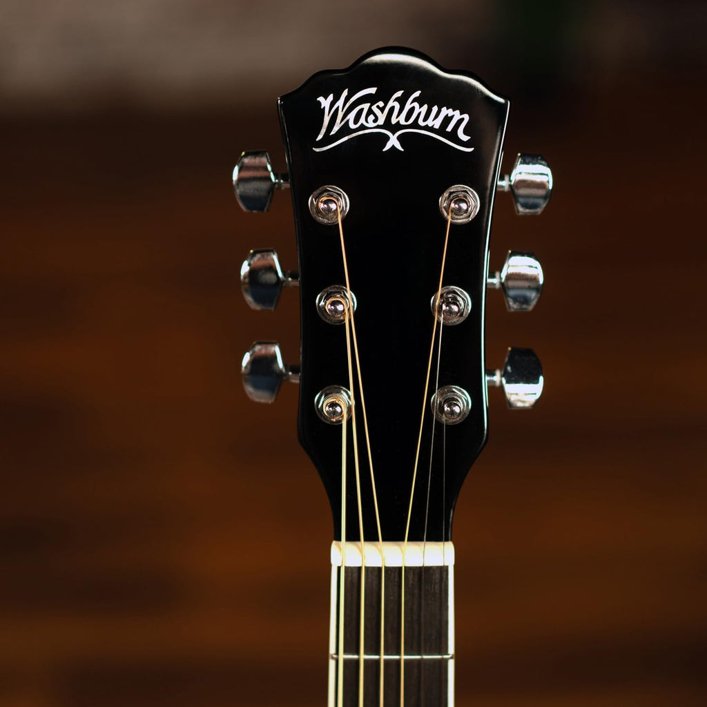 Washburn WA90CE Acoustic-Electric Guitar Kit - Black Bundle with Gig Bag, Strap, Picks, Strings, Stand, Instructional DVD and Austin Bazaar Polishing Cloth