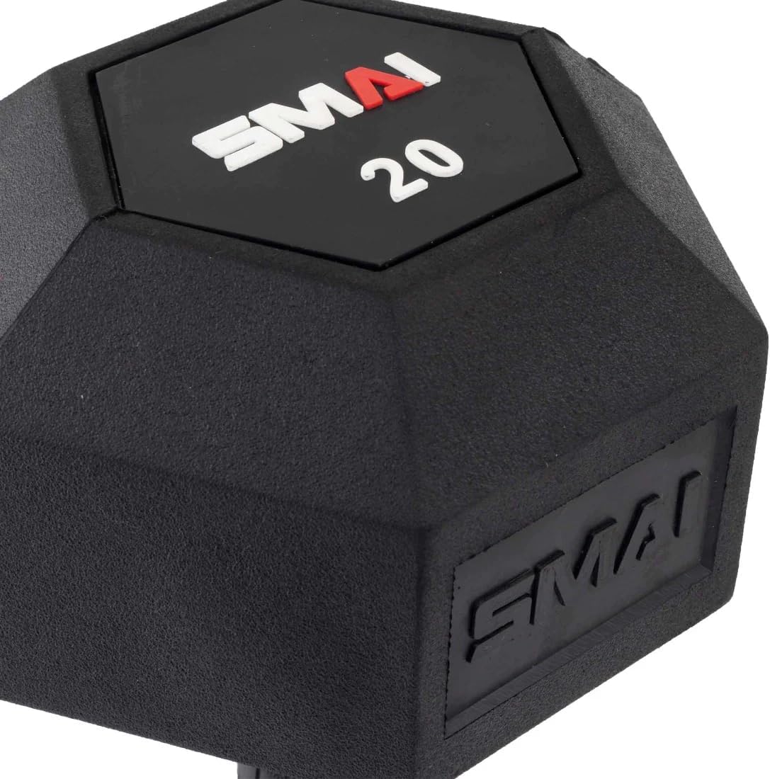SMAI Rubber Hex Dumbbells, Premium Exercise & Fitness Gear for Home Gym Workouts - Strength Training for Women & Men, Space-Efficient Design, Stable Hexagonal Shape in Various Weights