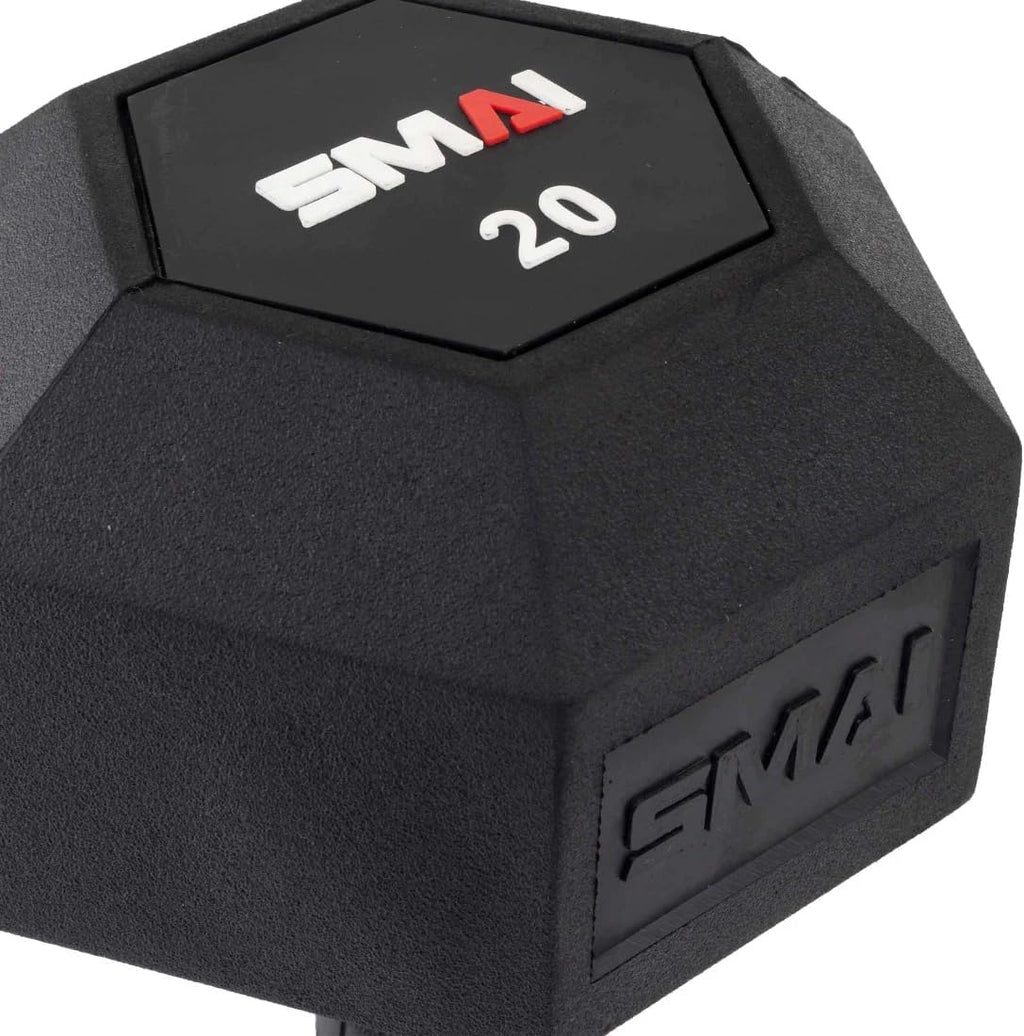 SMAI Rubber Hex Dumbbells, Premium Exercise & Fitness Gear for Home Gym Workouts - Strength Training for Women & Men, Space-Efficient Design, Stable Hexagonal Shape in Various Weights