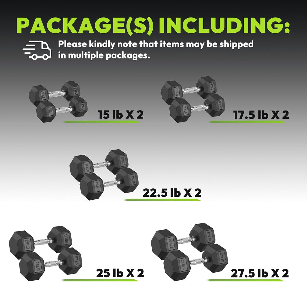 Hex Dumbbell Sets with Rack, 90-640 lb Rubber Encased Exercise & Fitness Dumbbells Set, Hand Weight for Strength Training, Weight Dumbbells