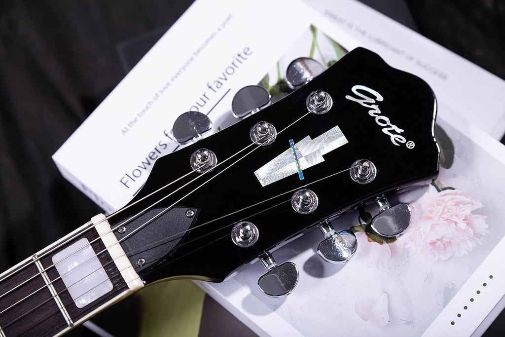 Grote Electric Guitar Solid Body LPYS-006 Maple Neck, Stainless Steel Frets, Ideal for All Levels, with Gigbag(Black)