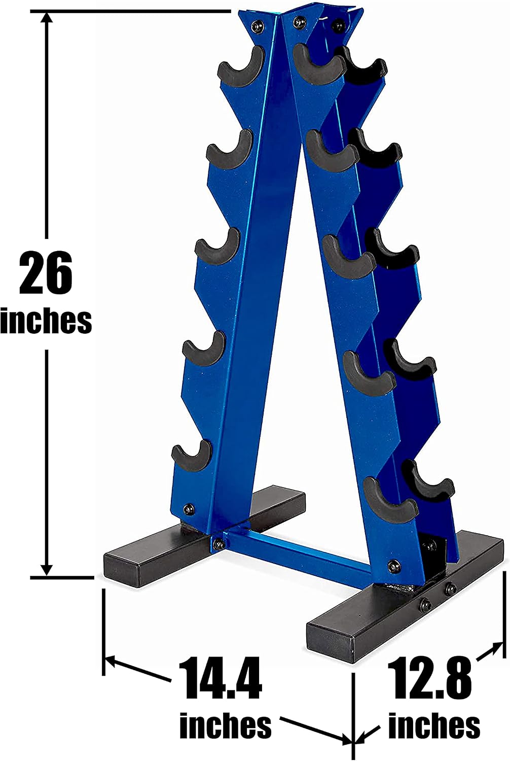 WF Athletic Supply 5-25Lb Rubber Coated Hex Dumbbell Set with A Frame Storage Rack Non-Slip Hex Shape for Muscle Toning, Strength Building & Weight Loss - Multiple Choices Available