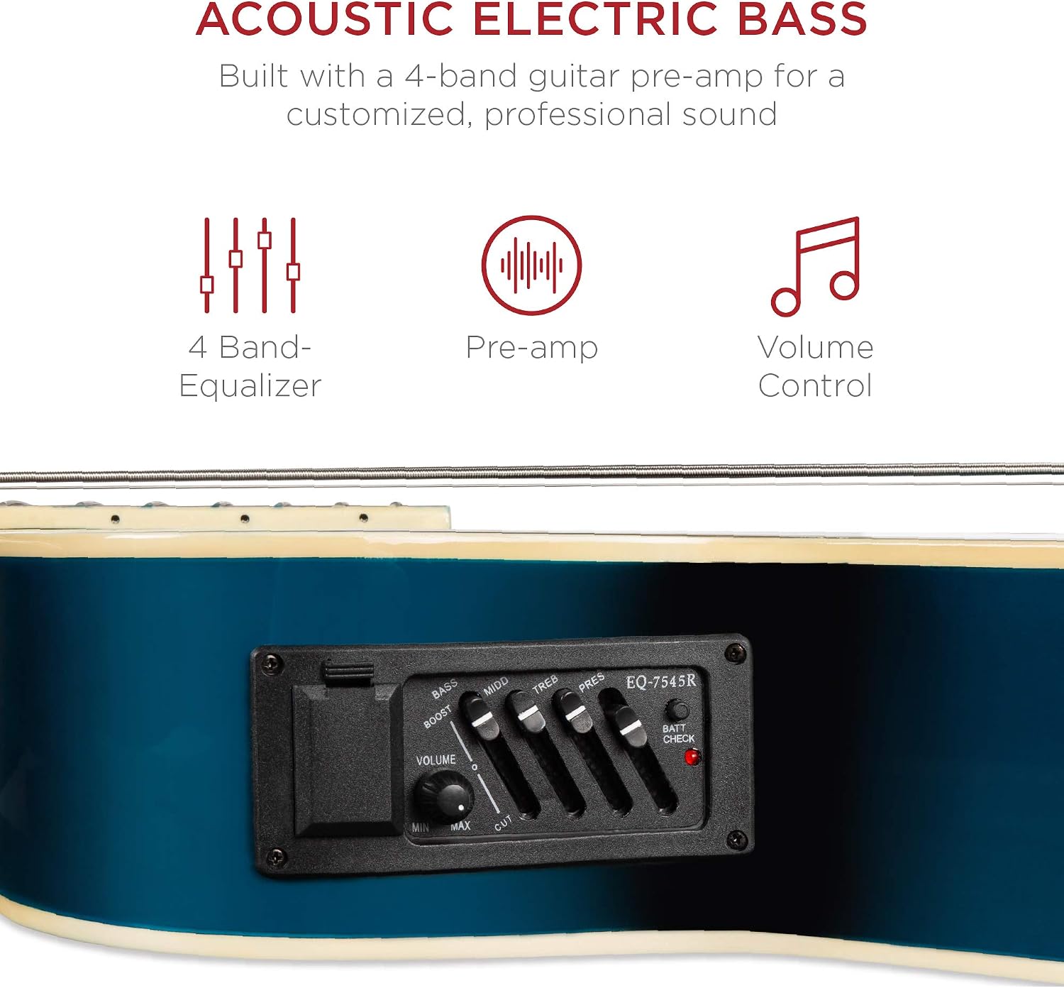 Best Choice Products Acoustic Electric Bass Guitar, Full Size 4 String, Fretted Bass Guitar w/Padded Gig Bag - Blue