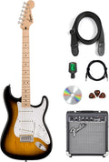 Fender Squier Sonic Stratocaster - 2-Color Sunburst Bundle with Frontman 10G Amp, Cable, Tuner, Strap, Picks, and Austin Bazaar Guitar DVD