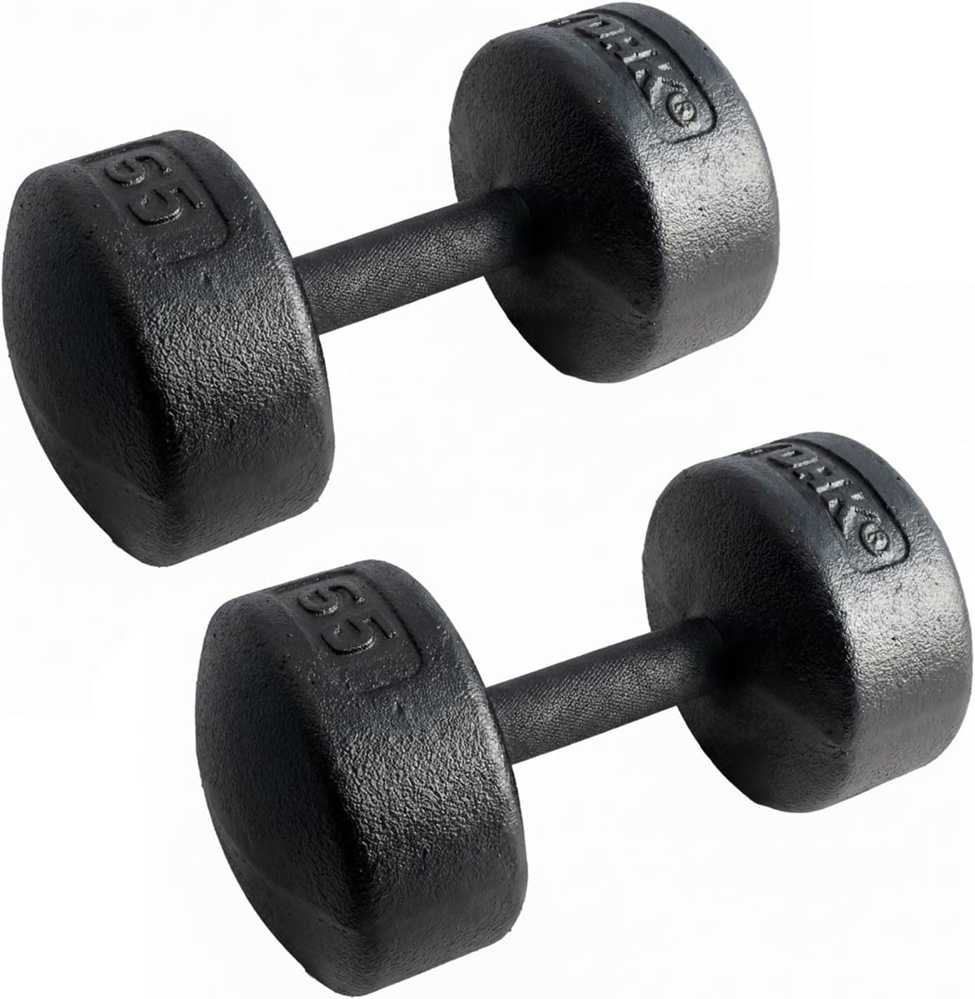 Legacy Solid Round Dumbbell Black – Heavy Duty Cast Iron Hand Weight with Knurled Ergonomic Grip for Strength Training, Muscle Toning, Home Gym Workout – 5 lb to 150 lb In Single & Pair