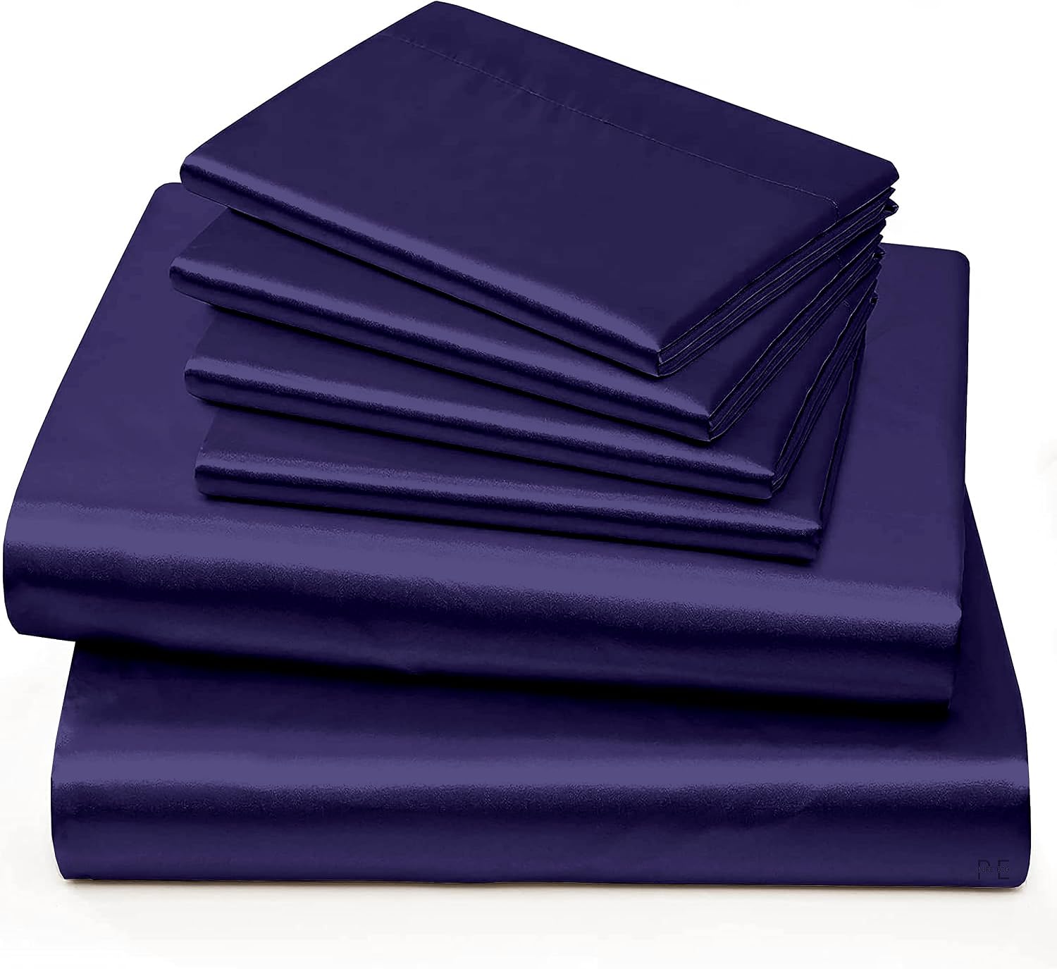6 Piece Mulberry Silk Sheet Set Queen Size (60x80)+ Upto 16 Inch Deep Pocket Navy Blue Color Smooth Soft and Silk Bed Sheets Queen Size Bedding Set