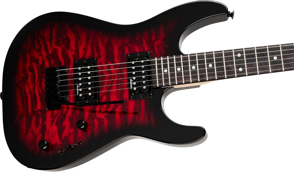 Jackson JS Series Dinky JS11Q Electric Guitar - Transparent Red Bundle with Frontman 10G Amplifier, Gig Bag, Tuner, Strap, Cable, Picks, and Austin Bazaar Instructional DVD