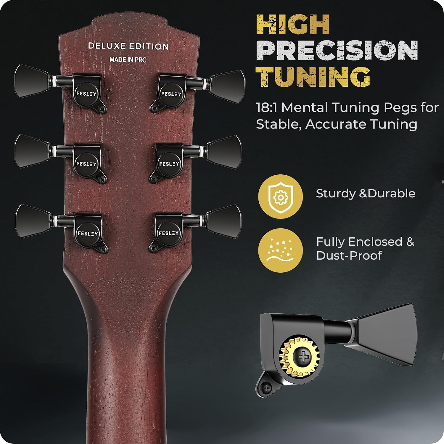 Fesley 39' LP Electric Guitar Kit: Full Size Solid Body Electric Guitars for Beginners with Humbucker Pickups, Poplar Body, Mahogany Neck,22 Frets,6 String Guitar with Gig Bag,Cable,FLP350,Matte,Black