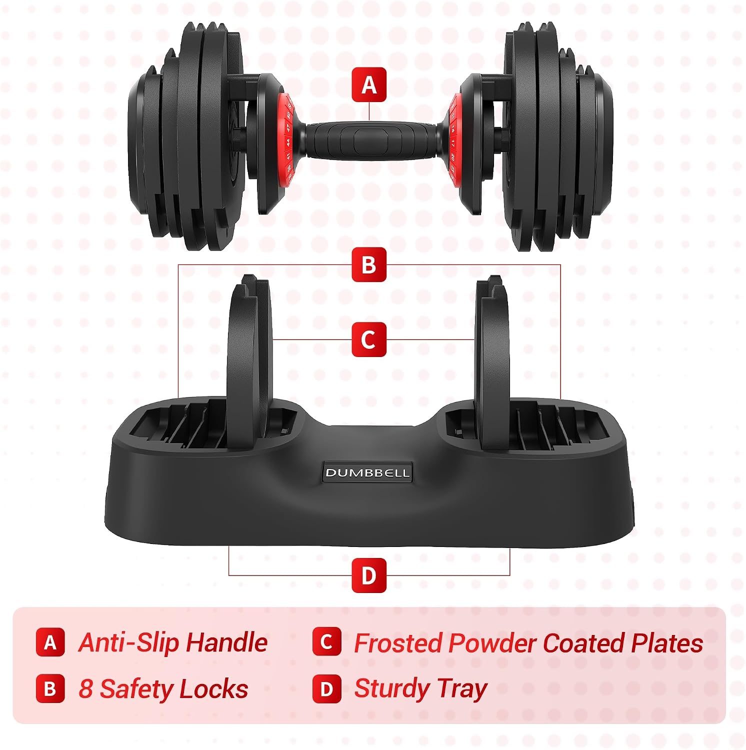 Updated Adjustable Dumbbells Set (25 LB/50 LB/56 LB/112LB), Weights Dumbbell Set with Anti-slip Grip & Storage Solution, Compact Free Weights for Home Gym, Strength Training for Men & Women