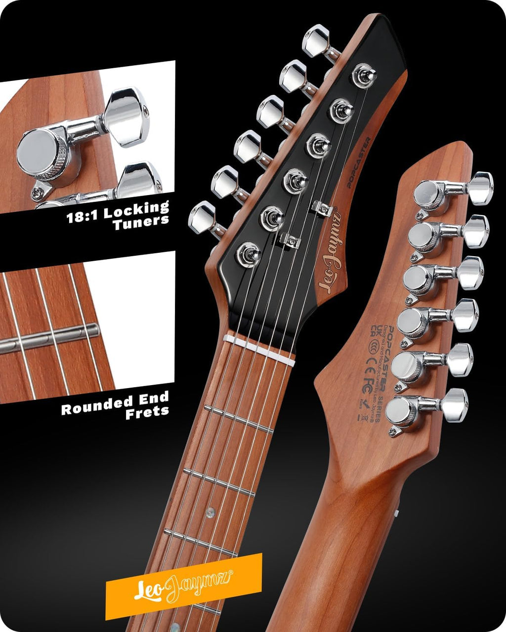 Leo Jaymz TL Electric Guitar - Ocean Maple Top, Mahogany Body, Maple Neck - Alnico V Pickups, Locking Tuners- Solid Choice for Beginners & Intermediate Players (Blue Ocean)