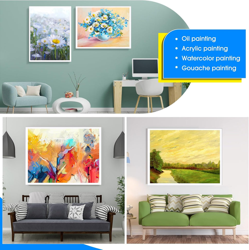 Sherr 6 Pcs 48 x 36 Inch Large Canvas for Painting Cotton Stretched Canvas Blank White Canvases Triple Primed Painting Profile Blank for Watercolor Acrylics Oil