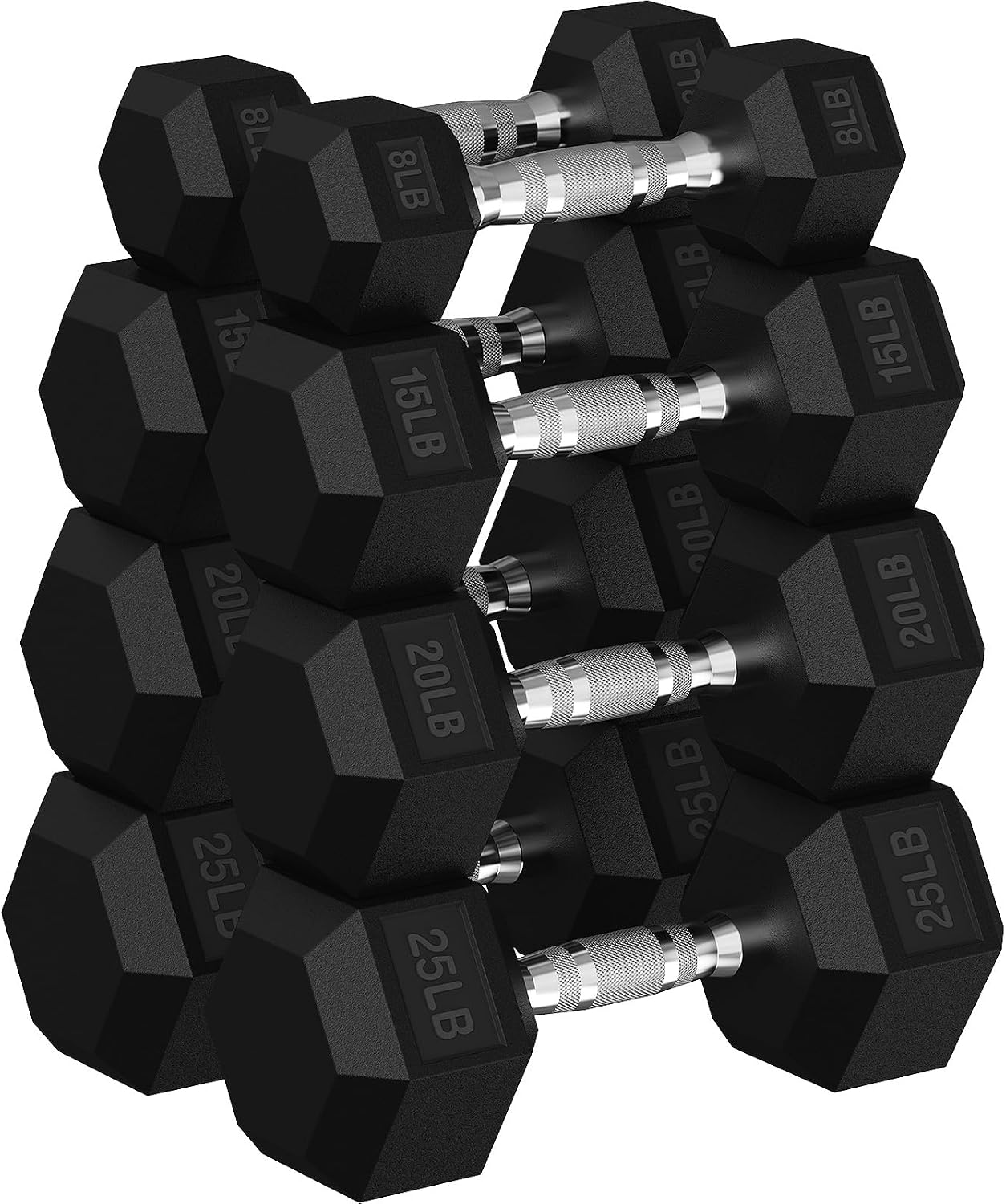 Hex Dumbbell Sets with Rack, 90-640 lb Rubber Encased Exercise & Fitness Dumbbells Set, Hand Weight for Strength Training, Weight Dumbbells