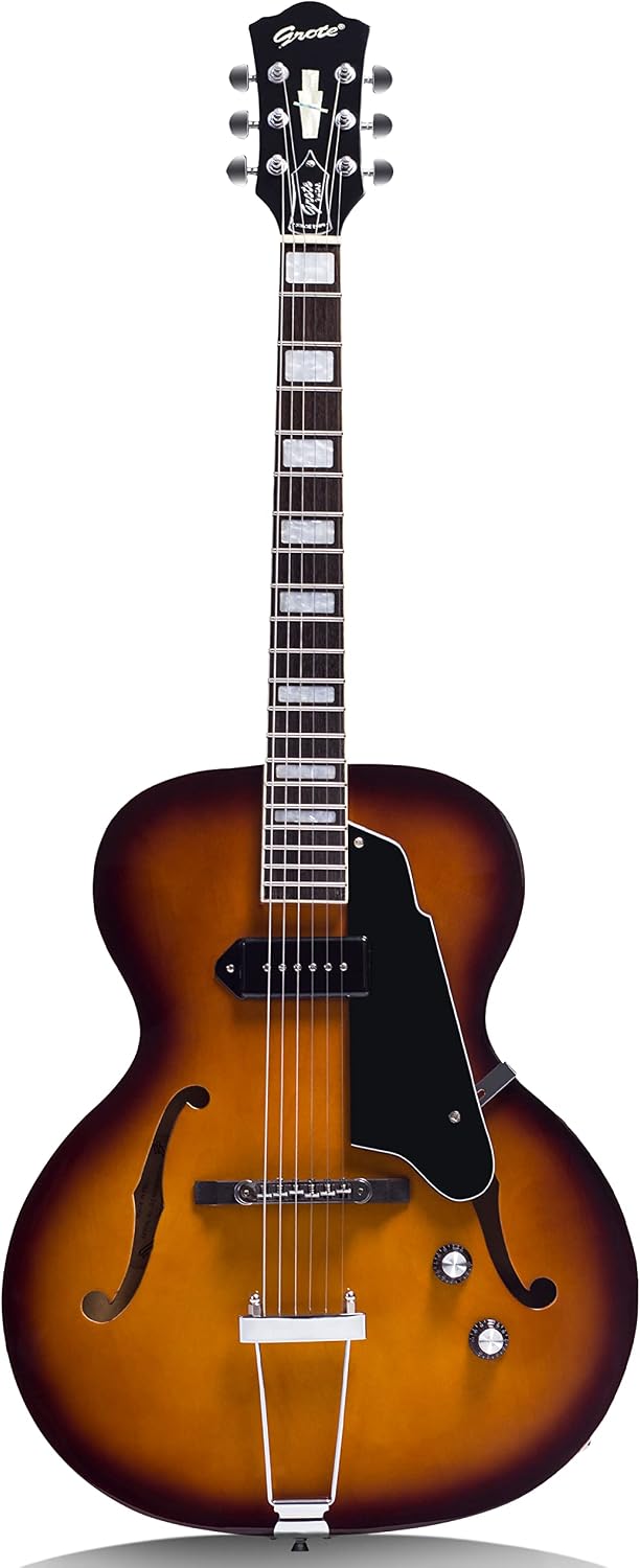 GROTE Jazz Electric Guitar Hollow Body Chrome Hardware P90 pickup (Vintage Sunburst)