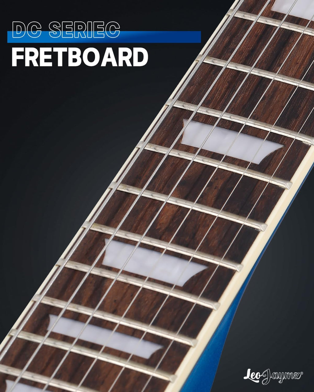 Leo Jaymz 39 Inch Solid Body Electric Guitar - Poplar Wood Body，Maple Neck and Laurel Wood Fretboard (Navy Blue)