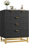 IDEALHOUSE Black Dresser for Bedroom, 5 Drawer Dresser with Metal Legs, Modern Chest Organizer with Wide Storage, Chest of Drawers for Bedroom, Living Room, Entryway