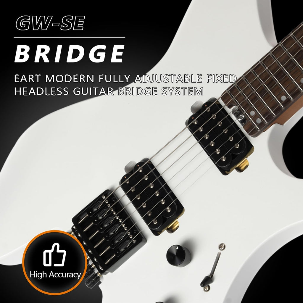 EART GW2-SE Headless Electric Guitar, Solid Electric Guitar Roasted Mahogany Body with Hard Maple Neck Standard Artones-H2SE Pickups,Satin Finish