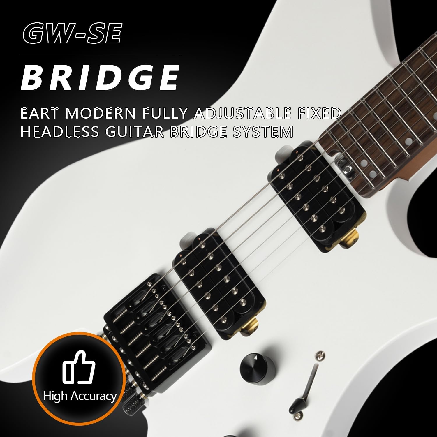 EART GW2-SE Headless Electric Guitar, Solid Electric Guitar Roasted Mahogany Body with Hard Maple Neck Standard Artones-H2SE Pickups,Satin Finish