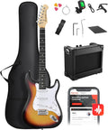 DONNER DST-80 Electric Guitar 39' Beginner Electric Guitar Kit with Amp, Classic SSS Pickup Complete with Gig Bag, Tuner, Capo, Strap, Picks, and Free Online Lessons