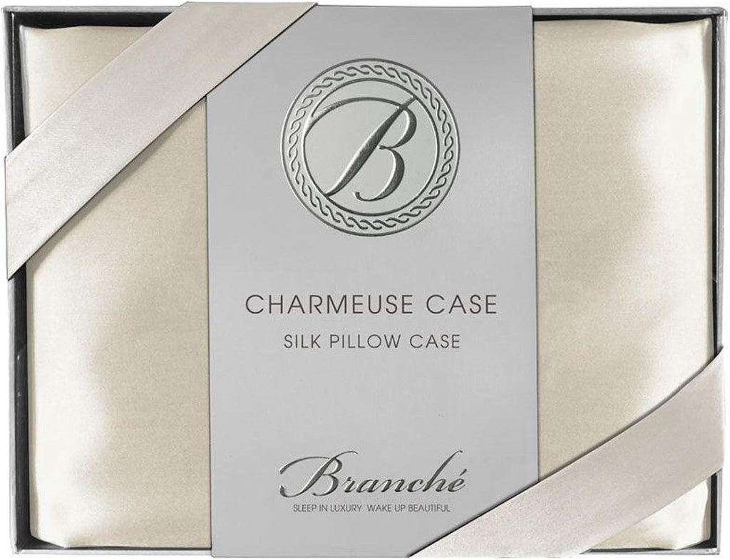 Branché Beauty Sleep Charmeuse Case | Silk Pillowcase for Healthy Skin and Hair | Queen/Standard - 20' x 28' / 51 x 71 cm | Crème
