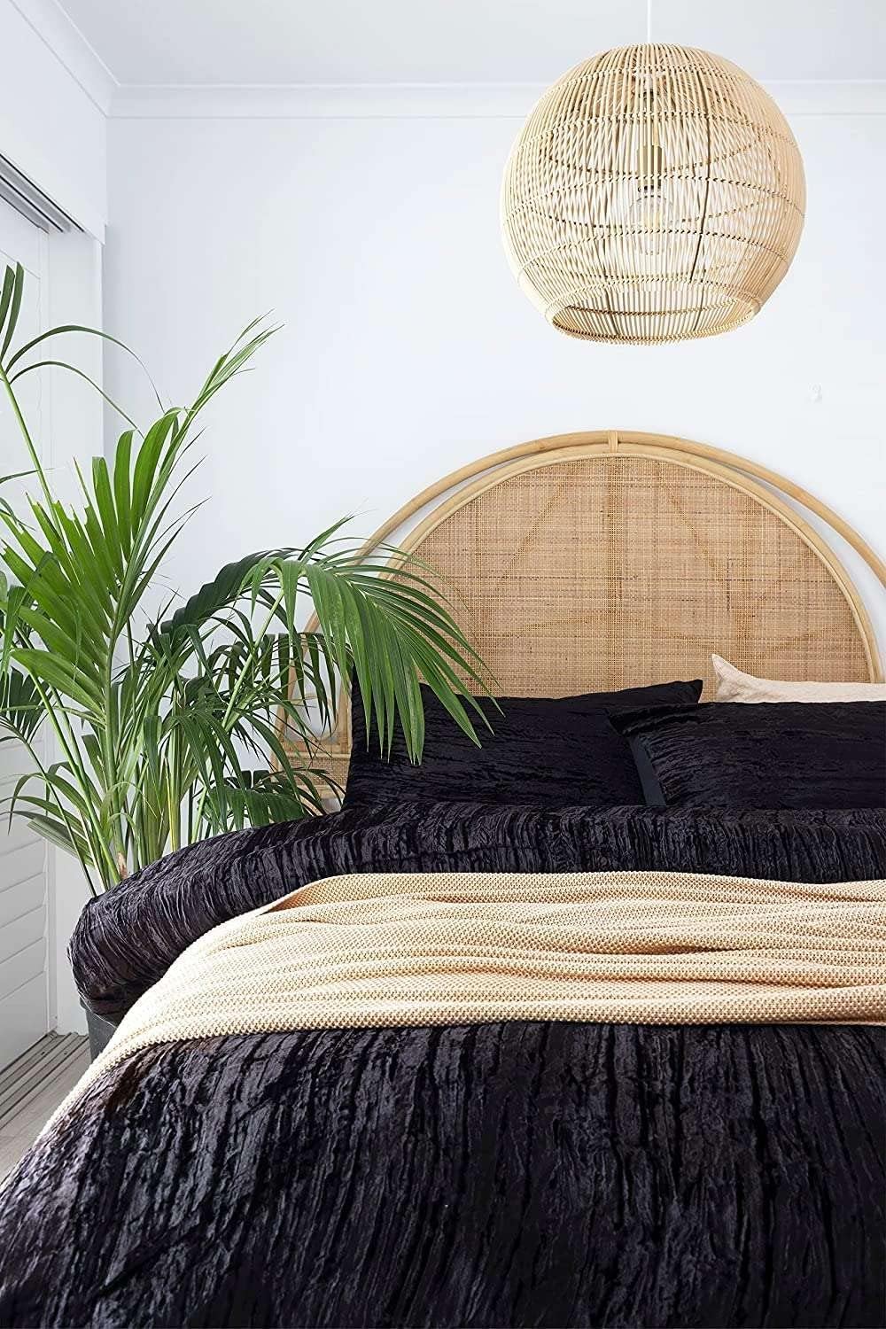 The Harry Creations 3 Pcs Set Solid Pattern Velvet Bedding Ultra Donna Crushed Luxury Boho Duvet Cover (Crush- Black, Super King Plus 114' x 118')