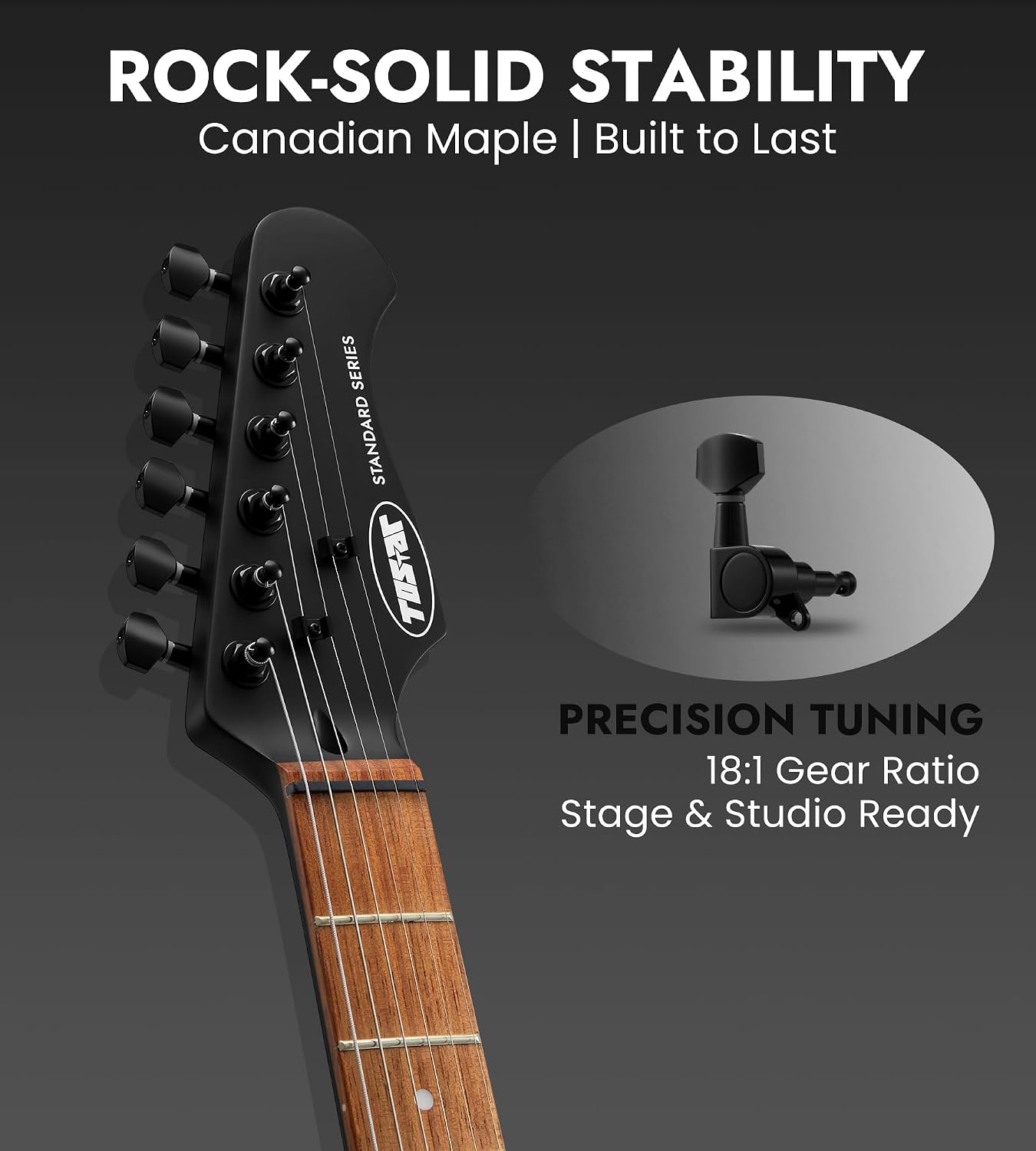 Tostar Electric Guitar Kit with Amp HSS Pickup Beginner Electric Guitar Stratocaster with Gig Bag,Capo,Tremolo, Strap, Picks 39' Full Size Electric Guitars Heavy Metal 6 String for Gifts Satin Black