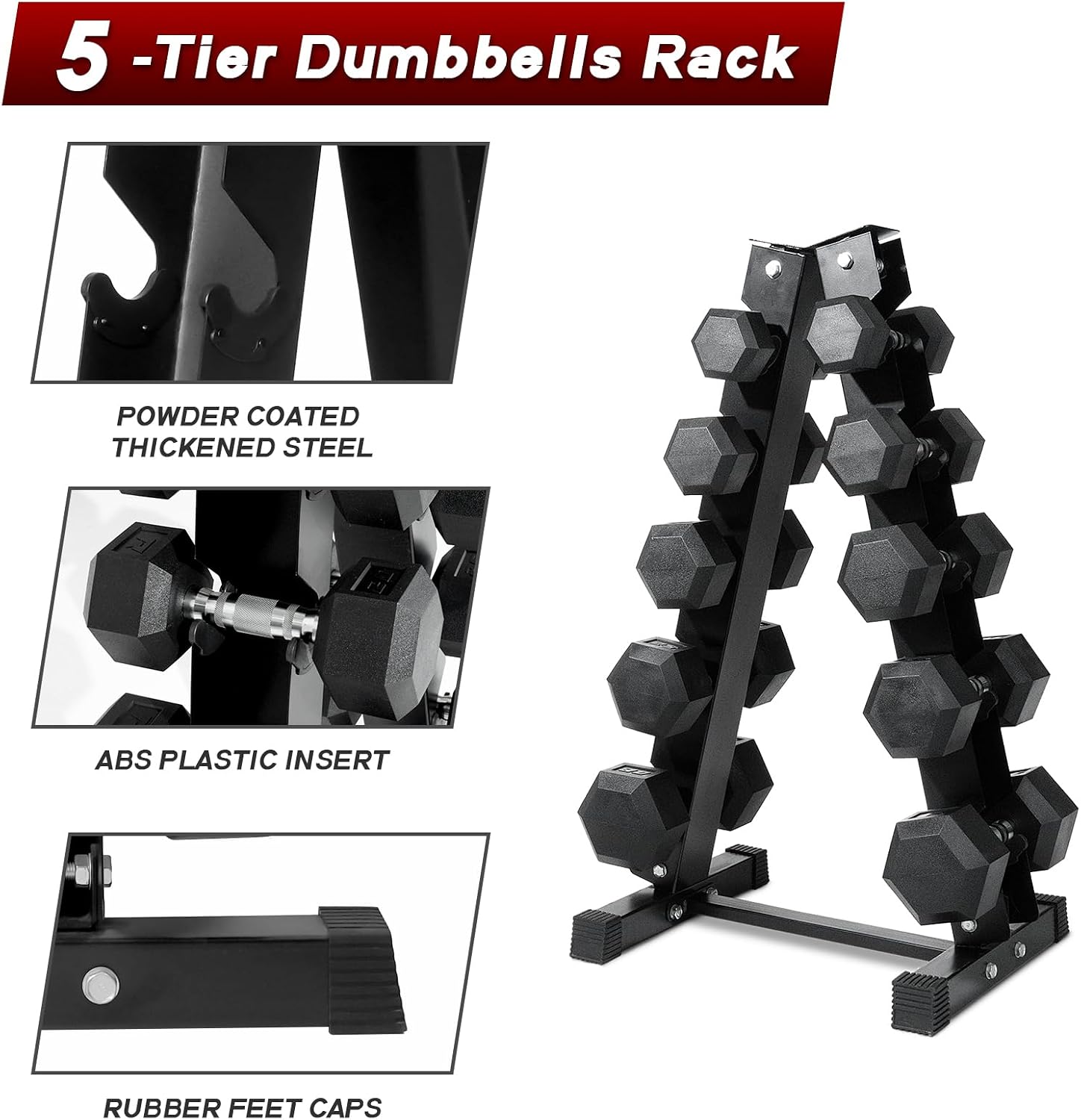 Ritfit 5-650 LBS PVC Encased Hex Dumbbell Sets with Optional Rack for Home Gym, Hand weight with Chrome Handle for Strength Training,Workouts