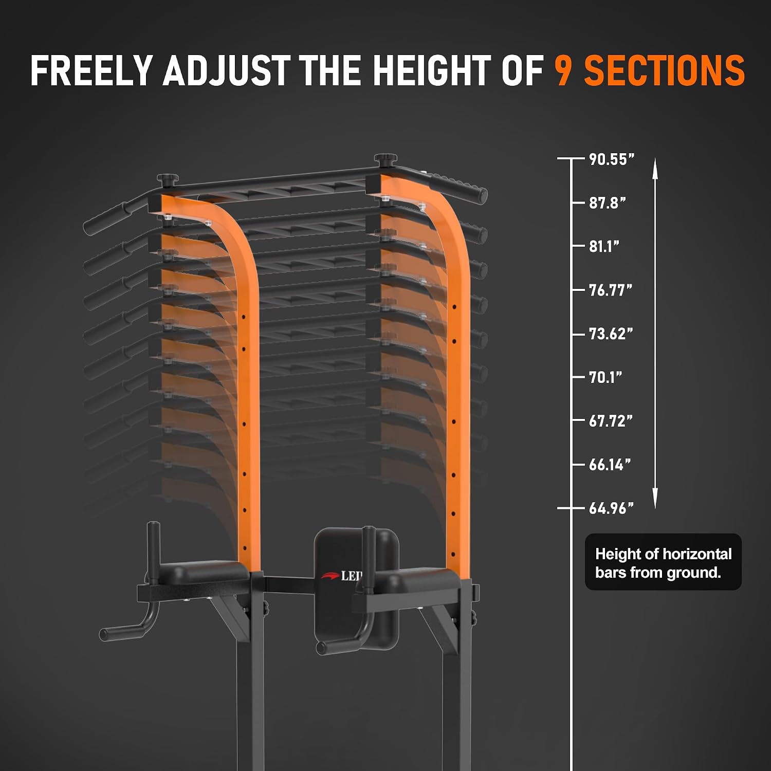 leikefitness Multifunction Power Tower Exercise Equipment,Pull Up Dip Station,Height Adjustable for Home Gym Strength Training Fitness Equipment,Dip Stands,Pull Up Bars,Push Up Bars,VKR