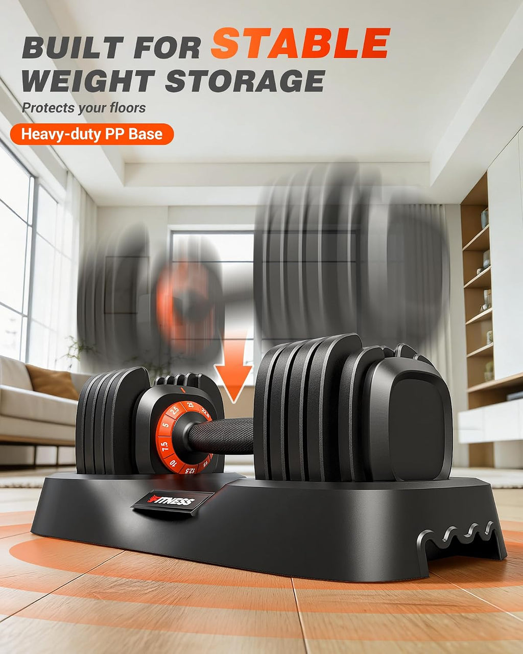 Rendpas Adjustable Dumbbells Set of 2, 5-in-1/10-in-1/16-in-1 Quick-Lock Hand Weights 25/55/80 lbs Pair, Anti-Slip Handle Free Weights Set for Home Gym Strength Training for Men Women