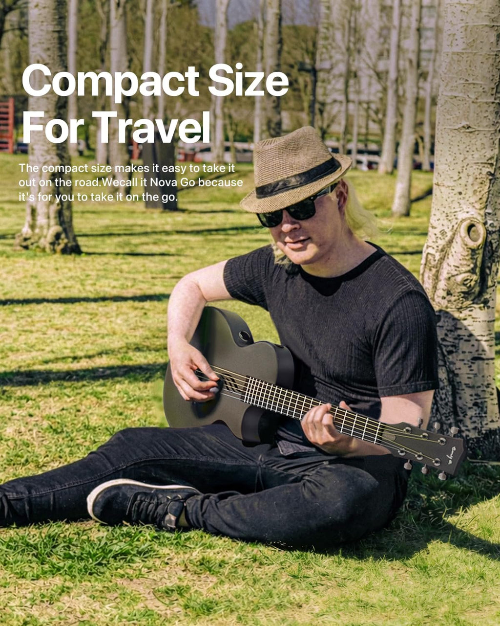Enya NOVA GO SP1 Carbon Fiber Travel Guitar - 35' Acoustic Electric with Smart AcousticPlus Technology, Built-in Effects, USB Recording, Bluetooth Speaker, Beginner Bundle with Gig Bag & Accessories