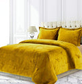 Velvet Comforter Set King 3 Piece (Comforter + 2 Pillowcases) Light Gold 600 GSM