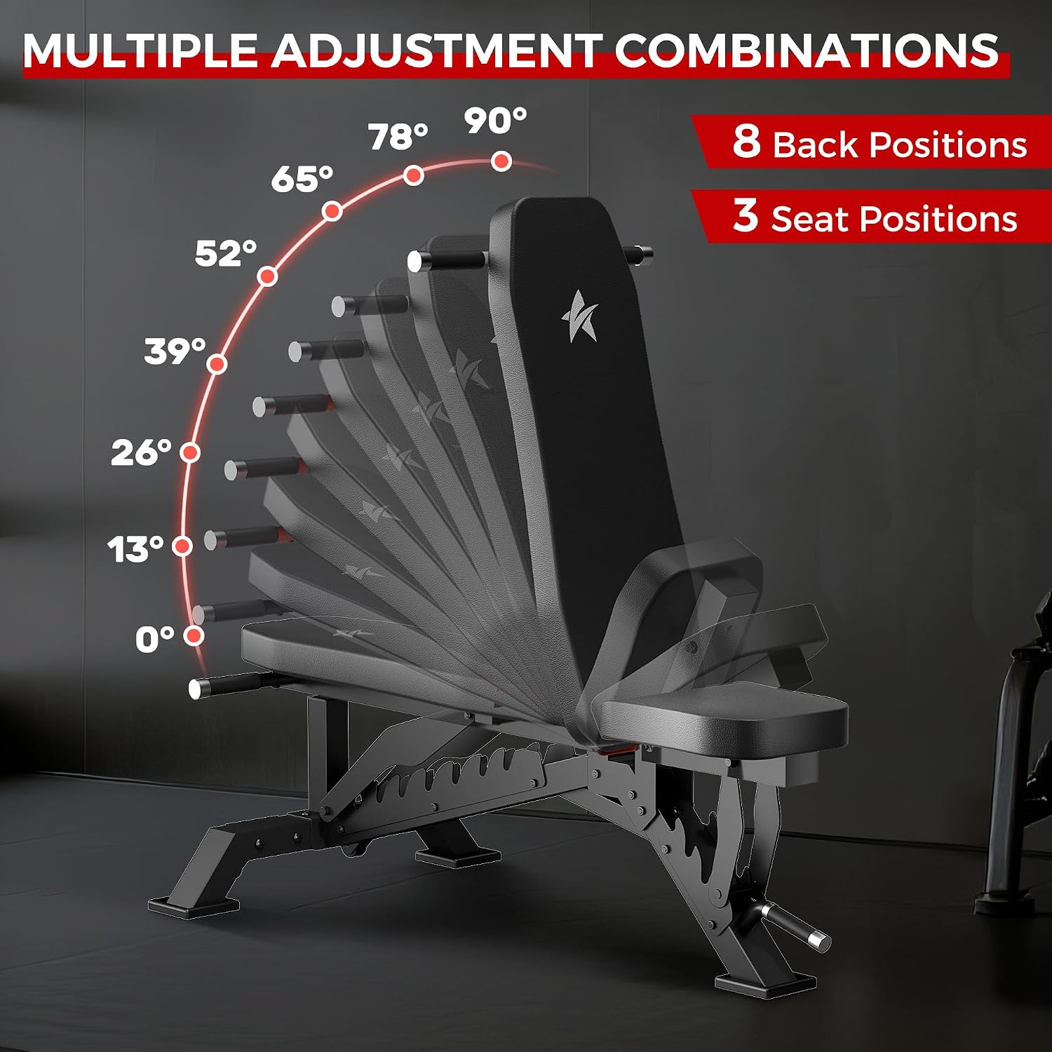 Weight Bench, Adjustable Workout Bench for Home Gym Full Body Workout, 1300LBS Weight Capacity Bench Press, Flat/Incline Bench with 33' Extra-Long Backrest & Wheels