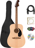 Fender Dreadnought Acoustic Guitar - Natural Bundle with Gig Bag, Strap, Strings, Picks, and Austin Bazaar Instructional Video