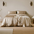 LilySilk 4PC Silk Fitted Sheet Set, 19 Momme Silk Bed Sheets, 1 Flat Sheet, 1 Fitted Sheet and 2 Oxford Silk Pillowcases, Silk Bedding Set 100% Top 6A Grade, Taupe Cal.King Size