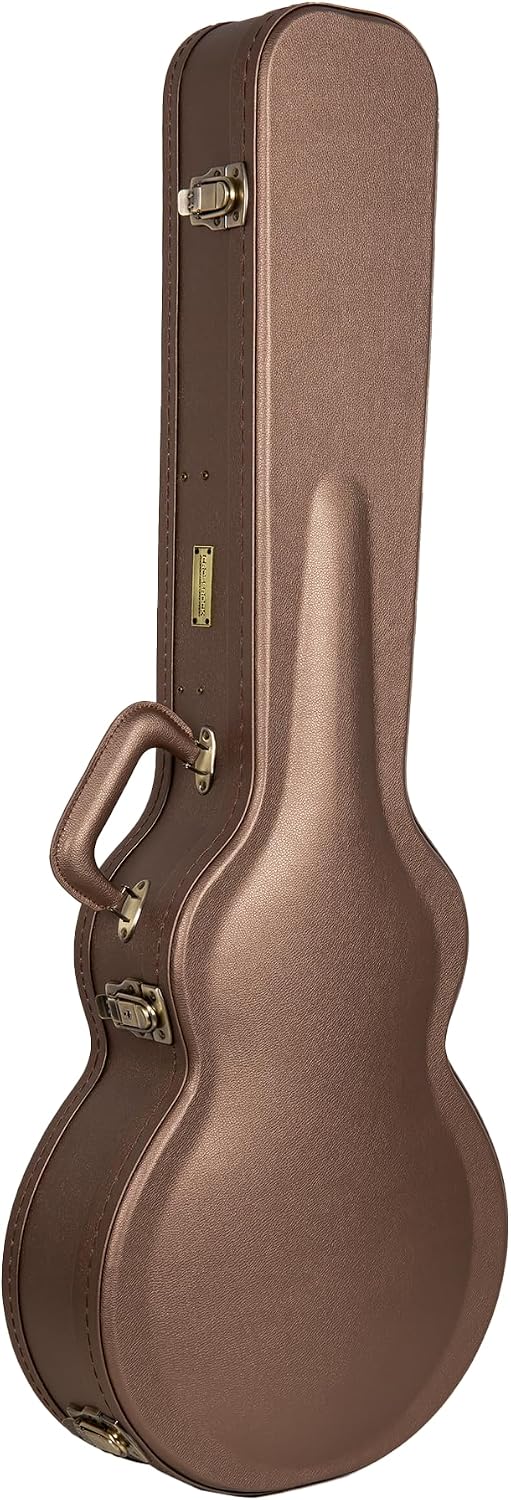 Crossrock Wooden Electric Guitar Case for Les Paul Style | Chocolate Brown Finish, Purple Velvet Interior, Lock – Designer Series(CRW520LCB)