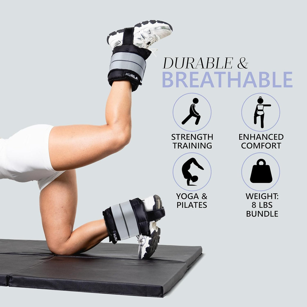Ankle & Wrist Weights – 8/16/20/30 lbs Pair (4–15lbs - Each) | Dual Adjustable Secure Strap System | Patented Design | Ideal for Home Workouts, Pilates, Yoga, Glute Training
