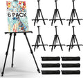 Art Easel for Painting and Display – 6pcs Adjustable Floor 66 Inch Folding Metal Easel Stand for Sign - Table Top Canvas Stand - Portable Drawing Paint Heavy Duty for Artist Adults Holder or Teen