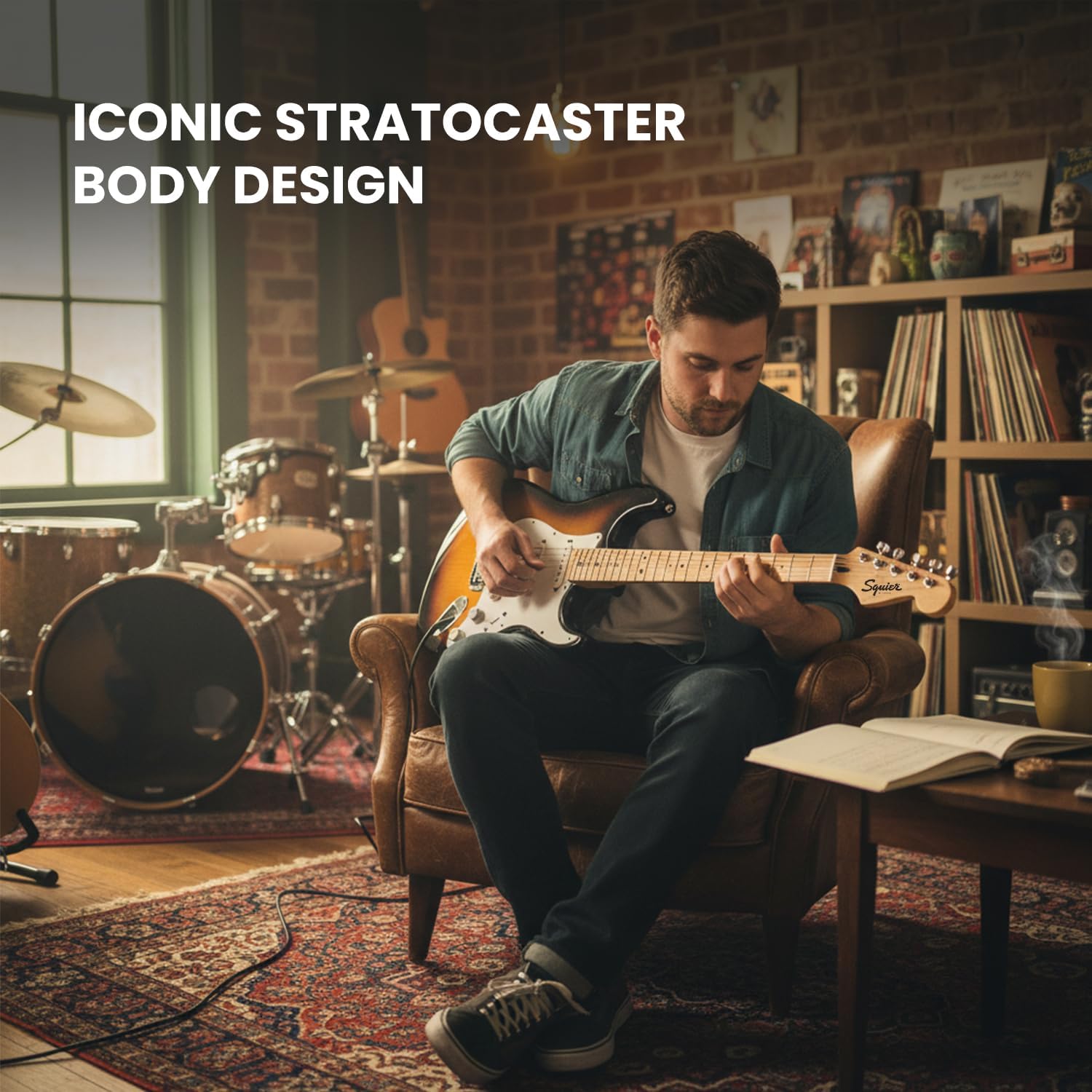 Fender Squier Sonic Stratocaster Pack - 2-Color Sunburst Bundle with Frontman 10G Amplifier, Gig Bag, Tuner, Strap, Instrument Cable, Picks, and Austin Bazaar Instructional DVD