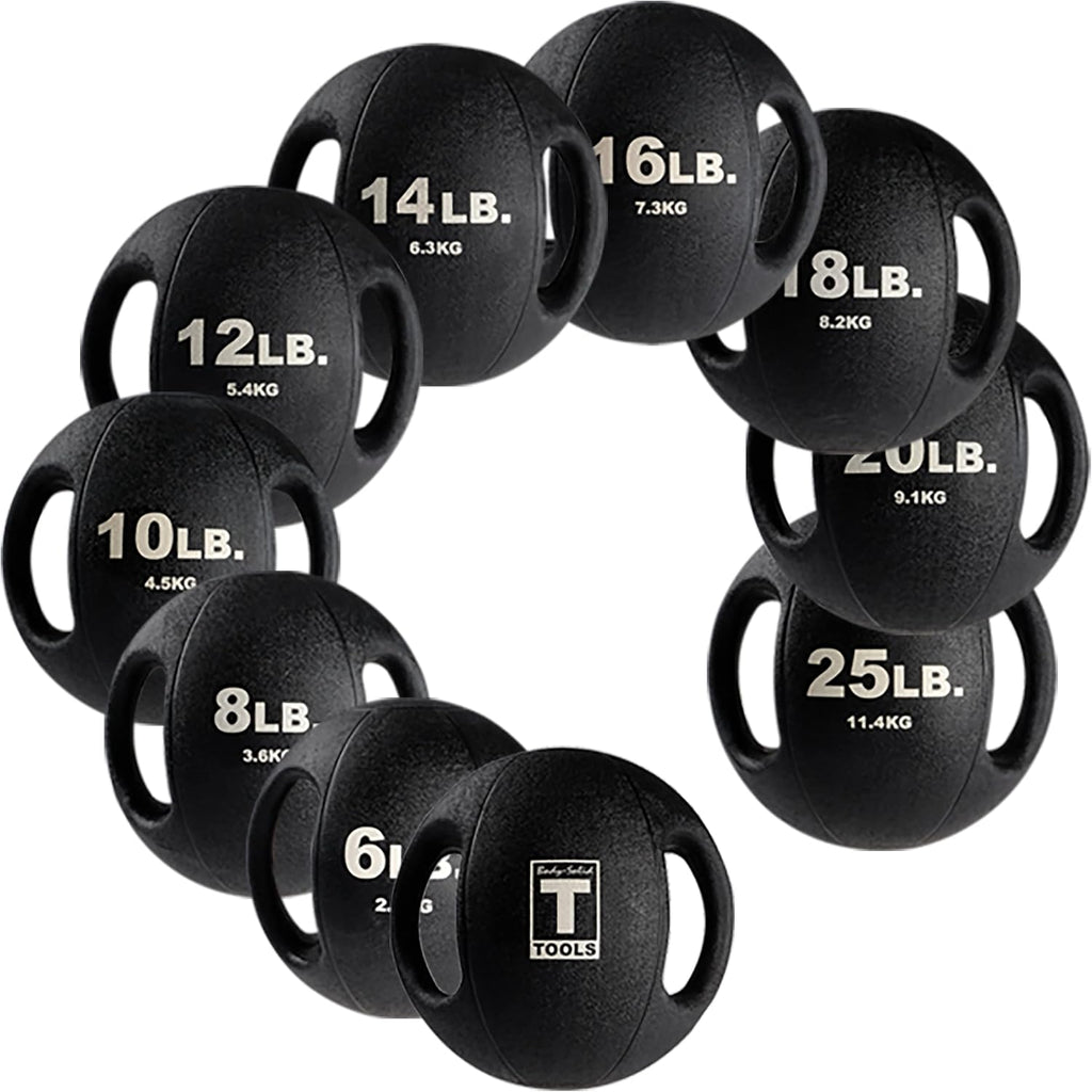 Body-Solid Heavy-Duty Exercise Medicine Balls with Dual Handles, Durable Non Slip Rubber Grip Medicine Ball for Weights Training, Weightlifting & Core Workouts.