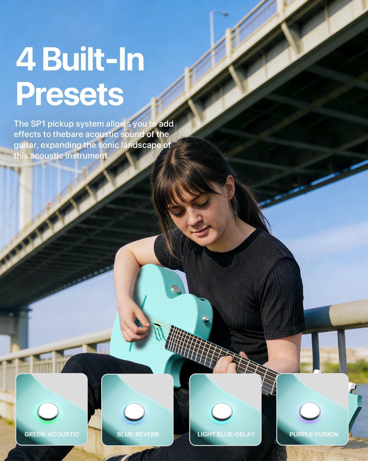 Enya NOVA GO SP1 Carbon Fiber Travel Guitar - 35' Acoustic Electric with Smart AcousticPlus Technology, Built-in Effects, USB Recording, Bluetooth Speaker, Beginner Bundle with Gig Bag & Accessories