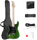 GLARRY Full Size Electric Guitar for Music Lover Beginner with 20W Amp and Accessories Pack Guitar Bag (GREEN, Left Handed 39')