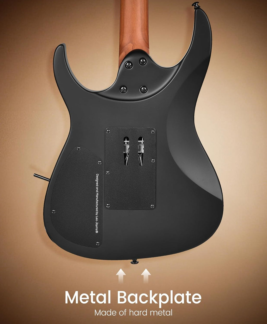 Leo Jaymz Tsunami Electric Guitar Mahogany Body & Roasted Maple Neck, HH Pickups with Rail, Double-Locking Tremolo, 24 Frets (Matte Black)