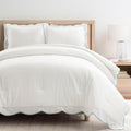 Lush Decor Coastal Chic Scalloped Edge Comforter Set, 3 Piece Set King/California King, Blue & White - King Bedding Set - White Comforter King Size - Coastal Decor